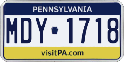 PA license plate MDY1718