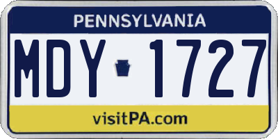 PA license plate MDY1727