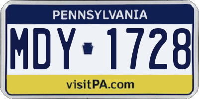 PA license plate MDY1728