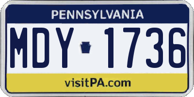 PA license plate MDY1736