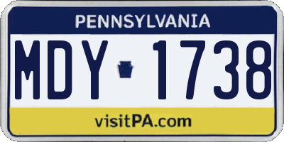 PA license plate MDY1738