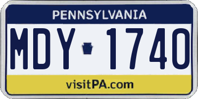 PA license plate MDY1740