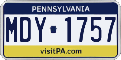 PA license plate MDY1757