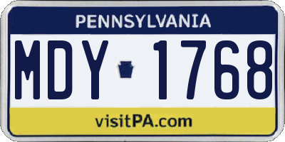 PA license plate MDY1768
