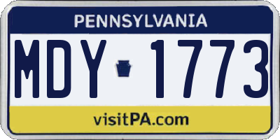 PA license plate MDY1773