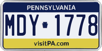 PA license plate MDY1778
