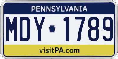 PA license plate MDY1789