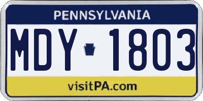 PA license plate MDY1803