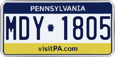 PA license plate MDY1805