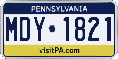 PA license plate MDY1821