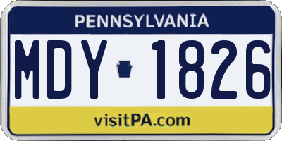 PA license plate MDY1826