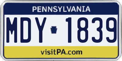 PA license plate MDY1839