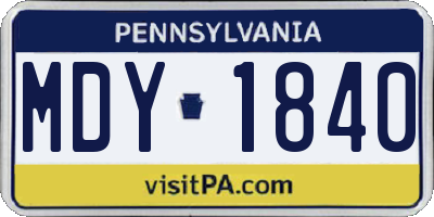 PA license plate MDY1840