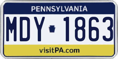 PA license plate MDY1863