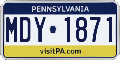 PA license plate MDY1871