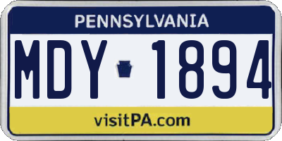 PA license plate MDY1894