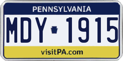 PA license plate MDY1915