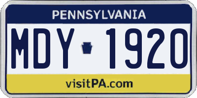 PA license plate MDY1920