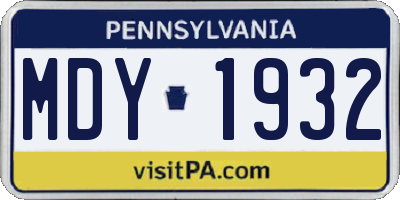 PA license plate MDY1932