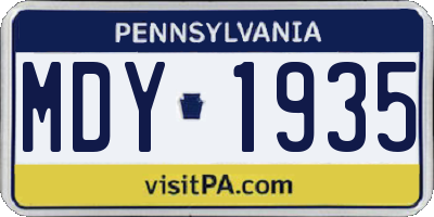 PA license plate MDY1935
