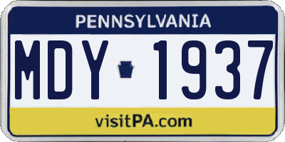 PA license plate MDY1937