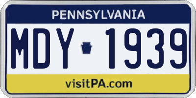 PA license plate MDY1939