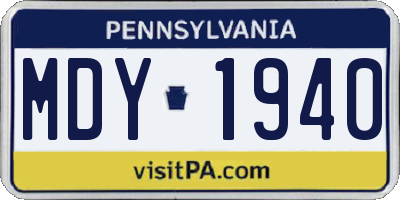 PA license plate MDY1940