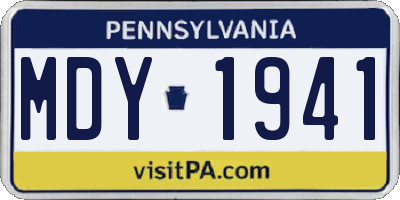 PA license plate MDY1941
