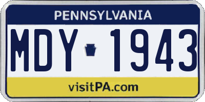 PA license plate MDY1943