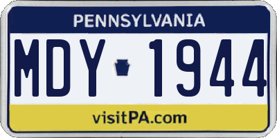 PA license plate MDY1944