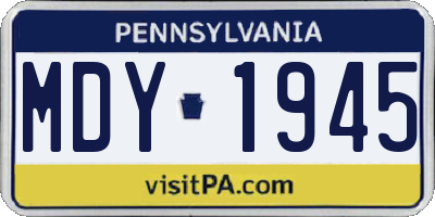 PA license plate MDY1945