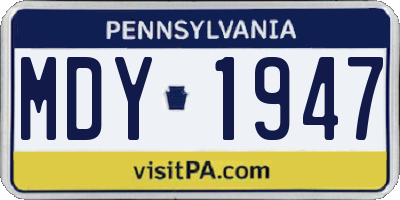 PA license plate MDY1947
