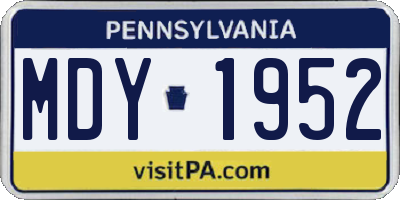 PA license plate MDY1952