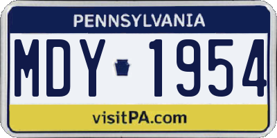 PA license plate MDY1954