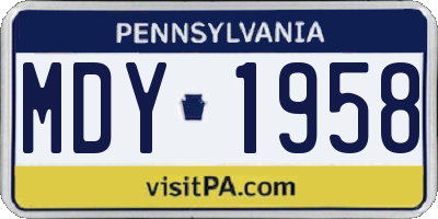 PA license plate MDY1958
