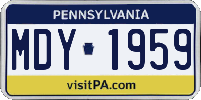 PA license plate MDY1959