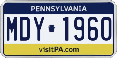 PA license plate MDY1960
