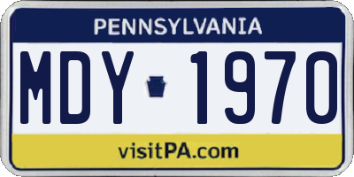 PA license plate MDY1970