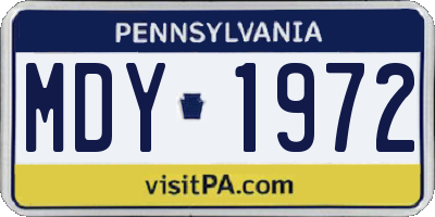 PA license plate MDY1972