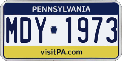 PA license plate MDY1973