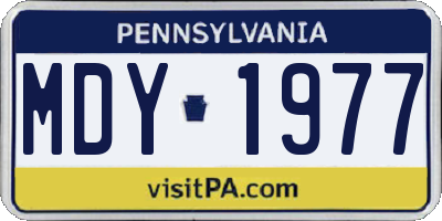 PA license plate MDY1977