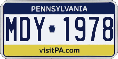 PA license plate MDY1978