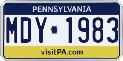 PA license plate MDY1983