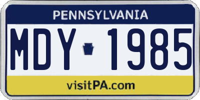 PA license plate MDY1985