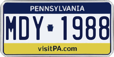 PA license plate MDY1988