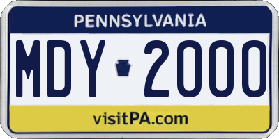 PA license plate MDY2000