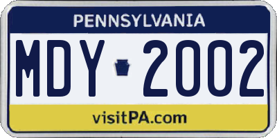 PA license plate MDY2002