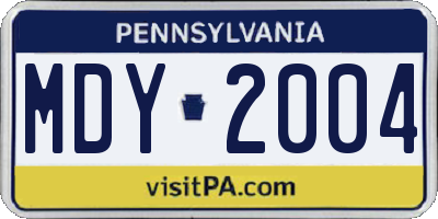 PA license plate MDY2004