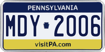 PA license plate MDY2006
