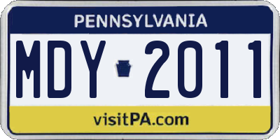 PA license plate MDY2011